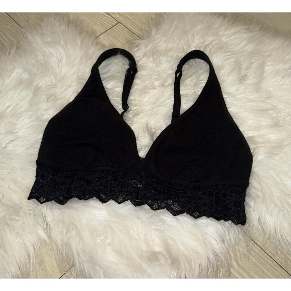 Vintage Cosabella Triangle Bralette Bra Lace Unpadded WF Womens M Medium Black